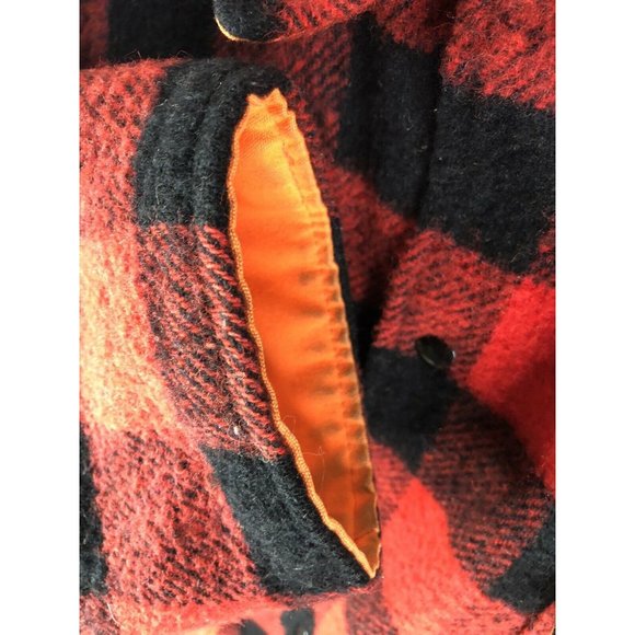 Vintage Hunting Jacket Mens XL Buffalo Plaid Reversible Warm Hipster Snap Button - Picture 3 of 6
